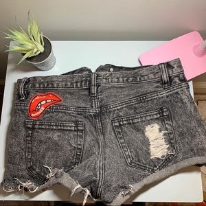 Black Distressed Denim Shorts